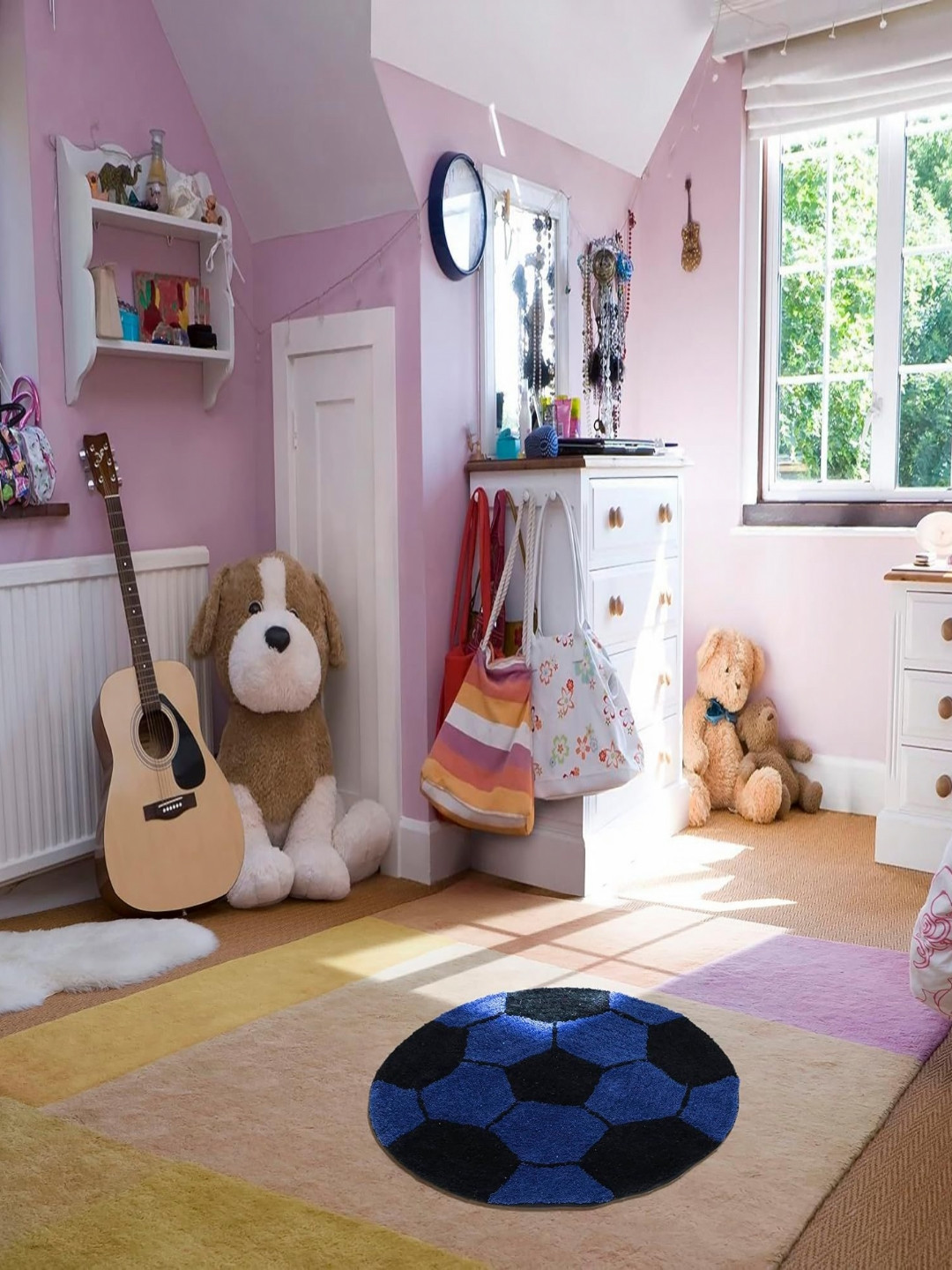 THE HOME TALK Blue & Black 1400 GSM Cotton Bath Rugs