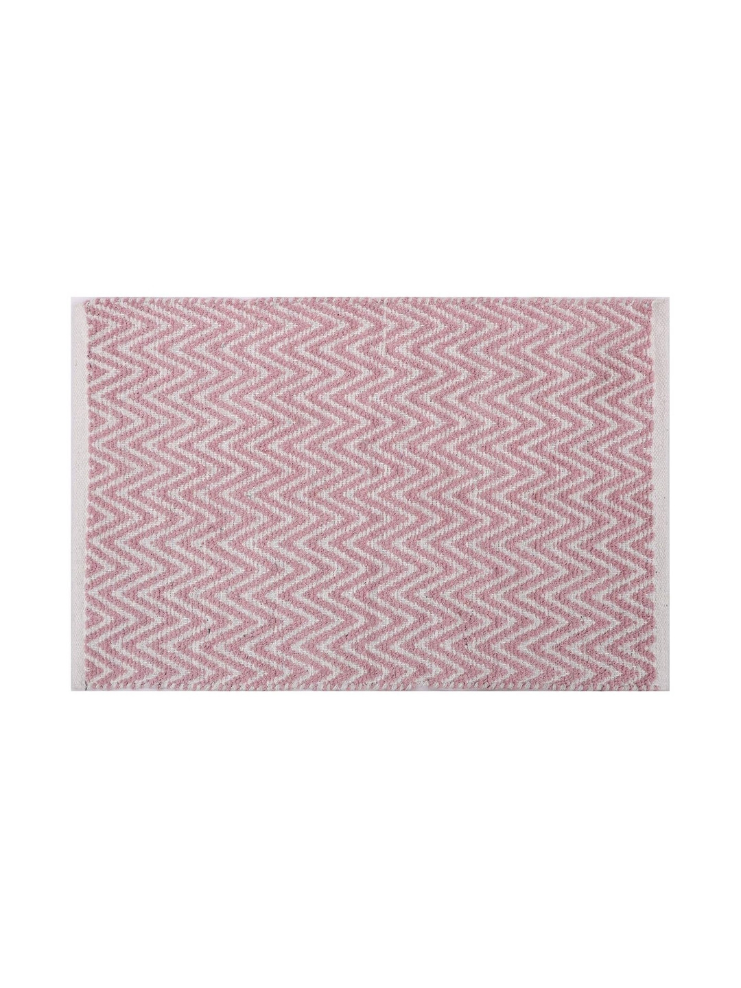 THE HOME TALK White and Pink Cotton Anti-Skid 1450 GSM Bath Rugs