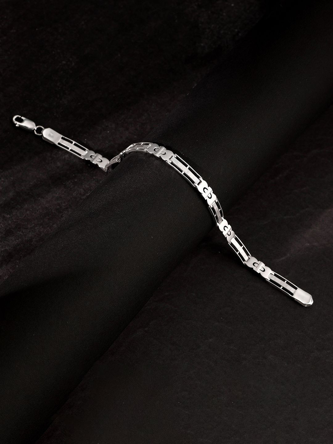GIVA Men Rhodium-Plated 925 Silver Link Bracelet