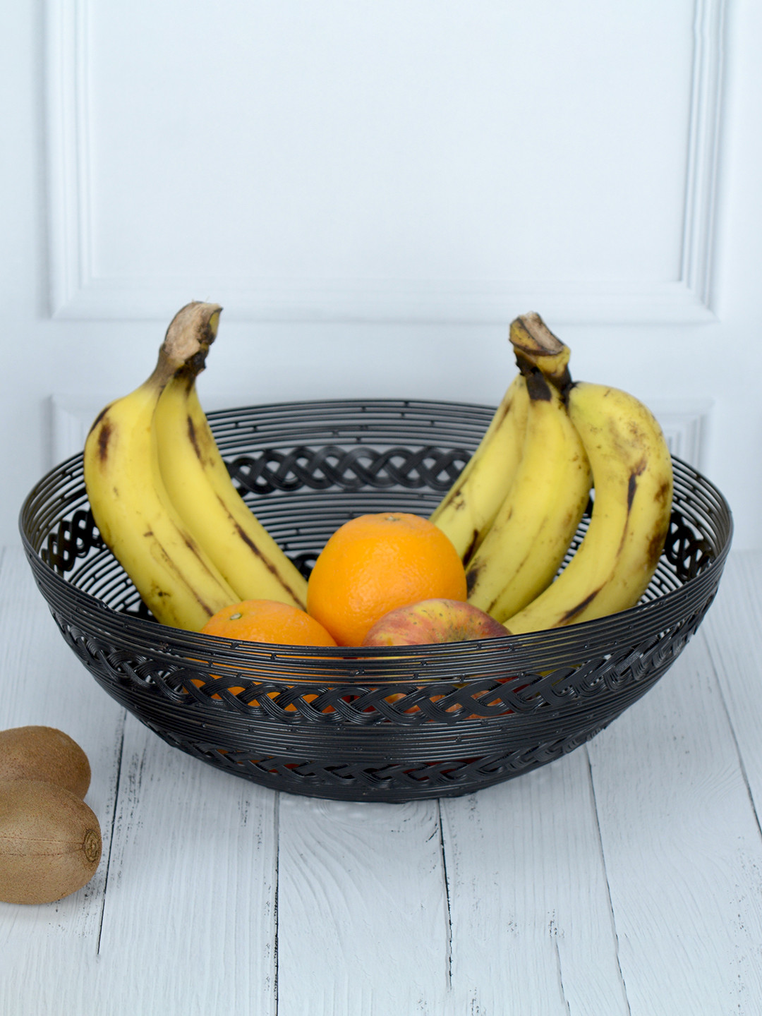 Maison Modern Black Hand Woven Black Fruit and Vegetable Basket