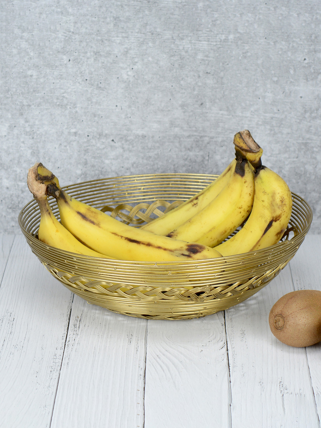 Maison Modern GoldnToned Woven Iron Fruit Basket