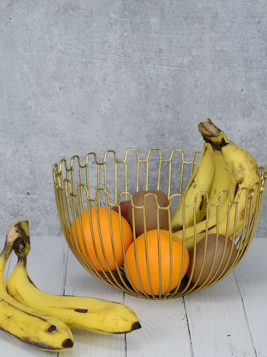 Maison Modern Gold toned Metal Bowl Shaped Vegetable Basket