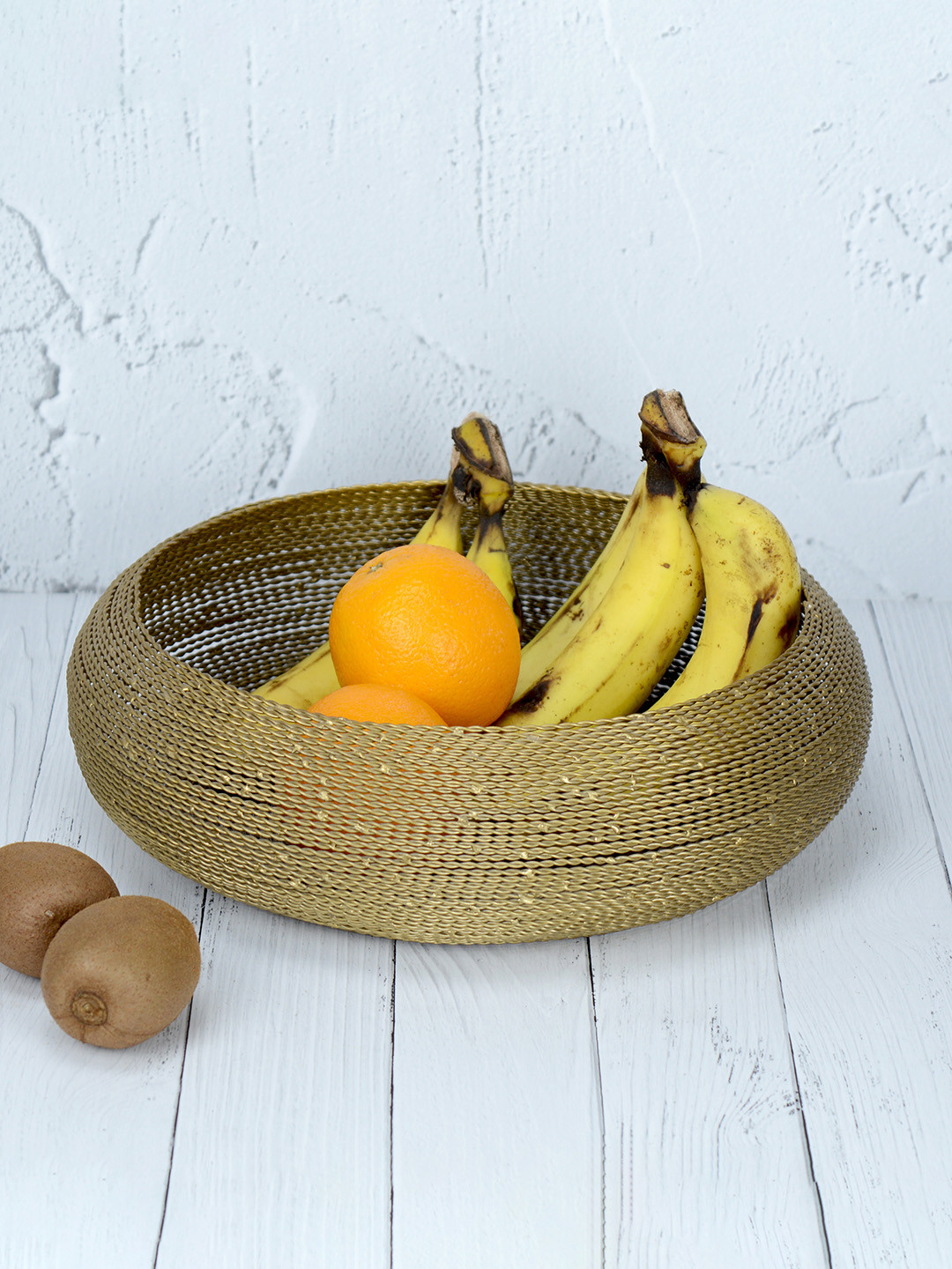 Maison Modern Gold toned Round Metal Fruit and Vegetable Basket