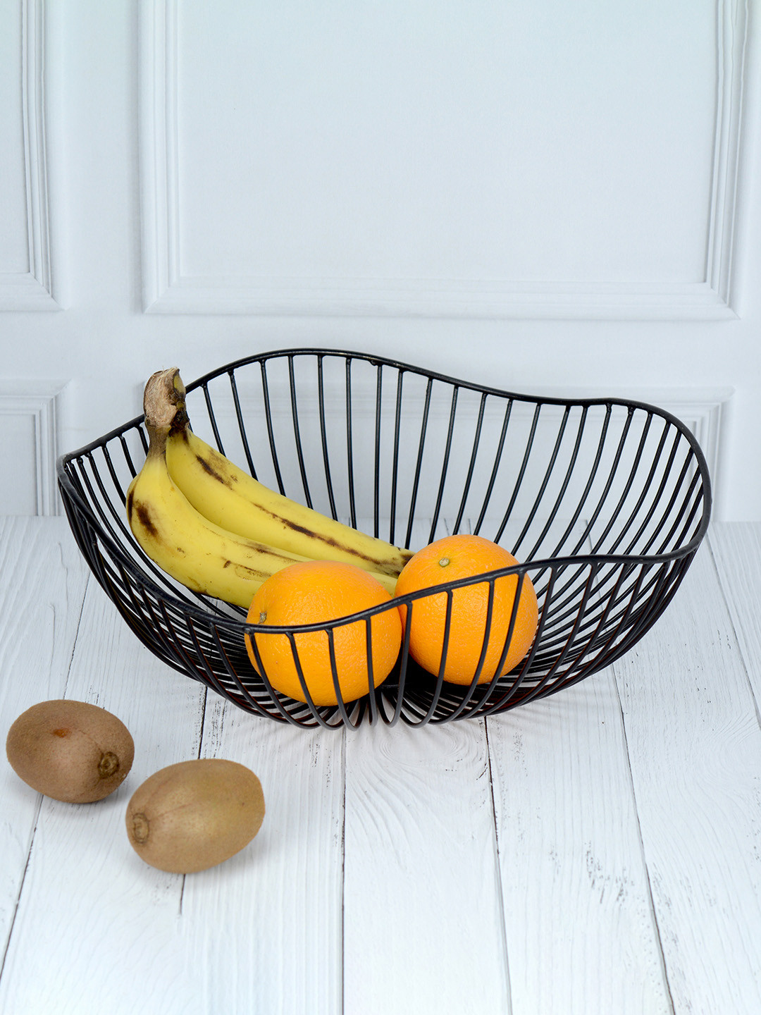 Maison Modern Black Striped Metal Fruit basket