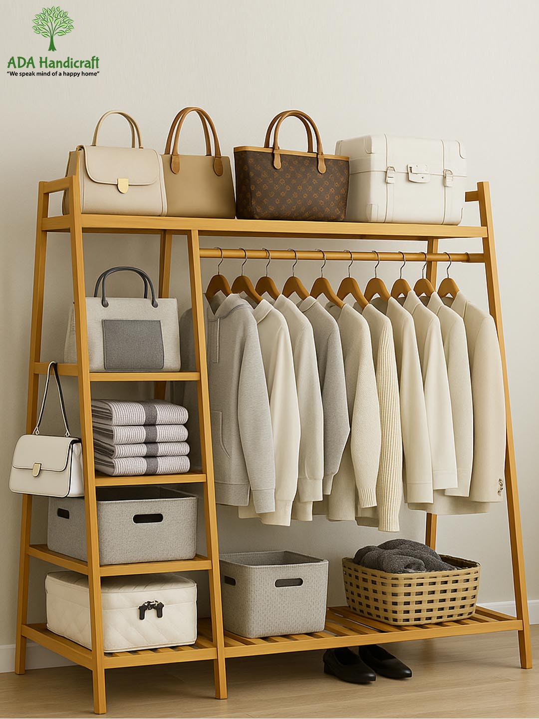 ADA Handicraft Beige 2 Column Garment Ladder Rack