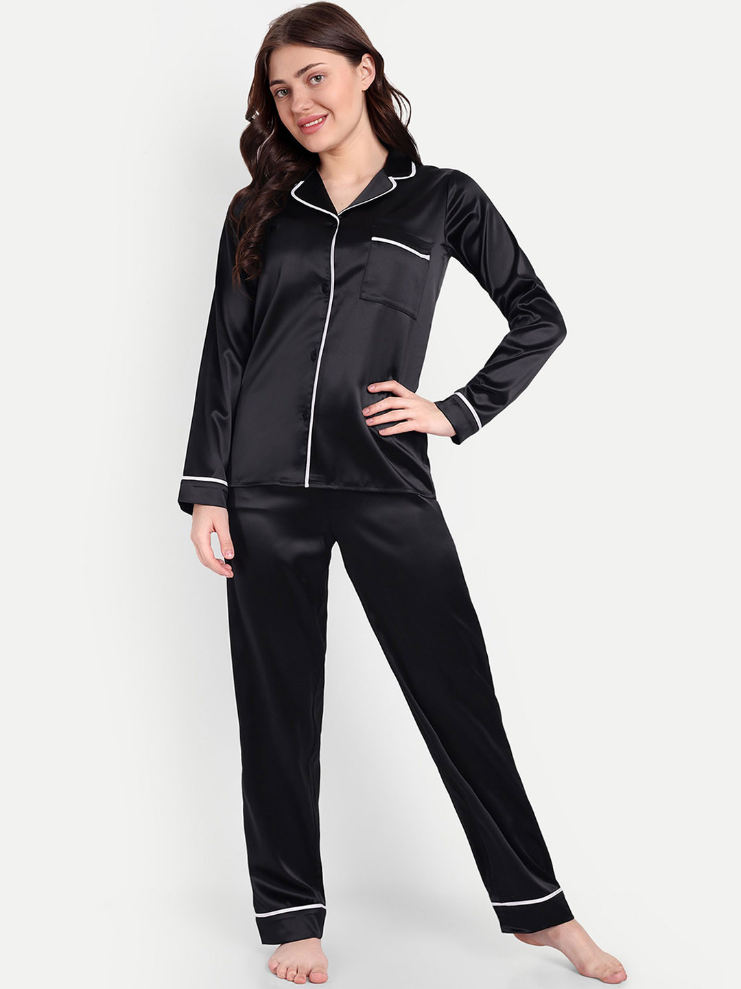 So What Lapel Collar Long Sleeves Night suit