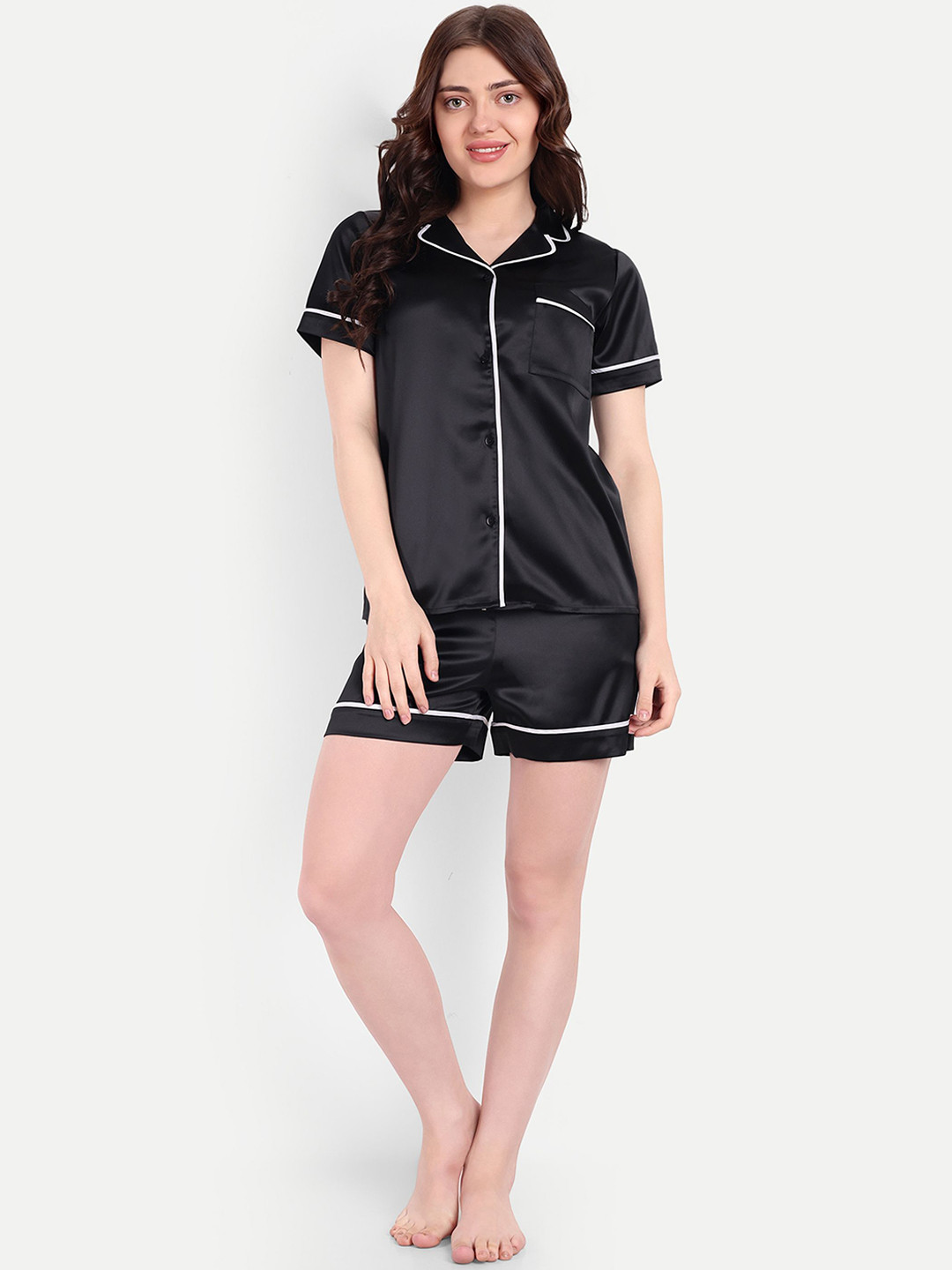 So What Lapel Collar Short Sleeves Night suit