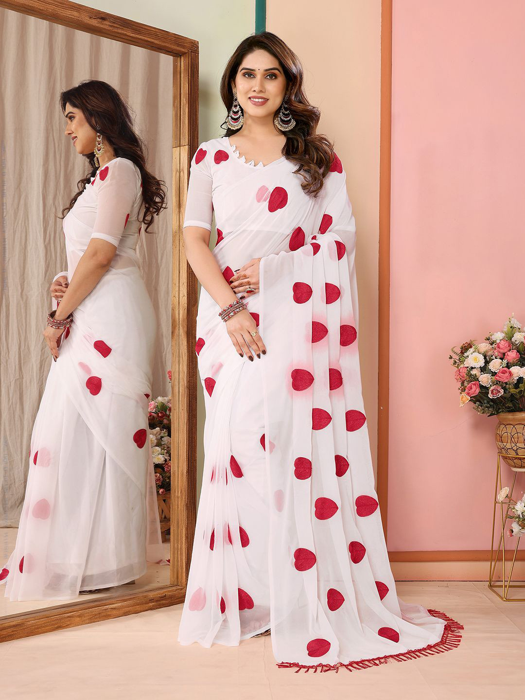 ANAND SAREES Embroidered Pure Georgette Saree