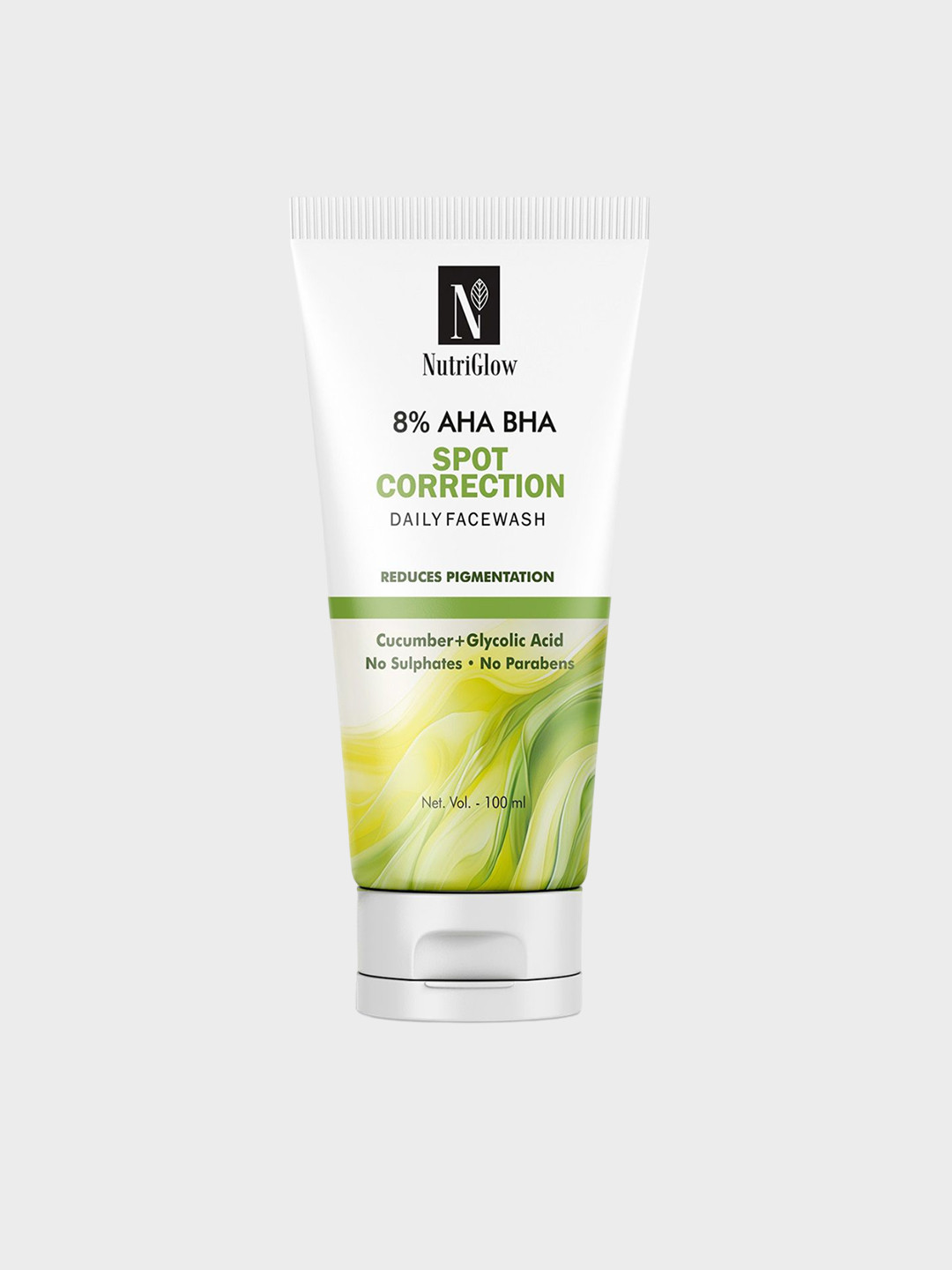 NutriGlow 8% AHA BHA Spot Correction Daily Face Wash with Cucumber - 100 ml