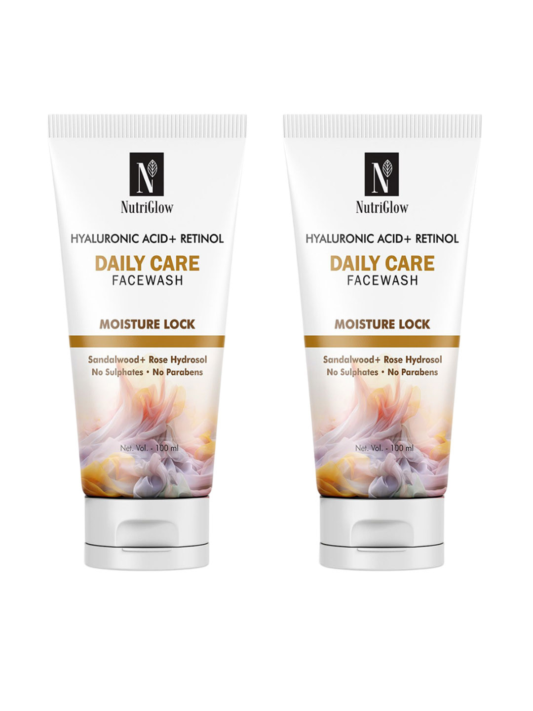 NutriGlow Set of 2 Hyaluronic Acid & Retinol Daily Care Face Wash - 100 ml each