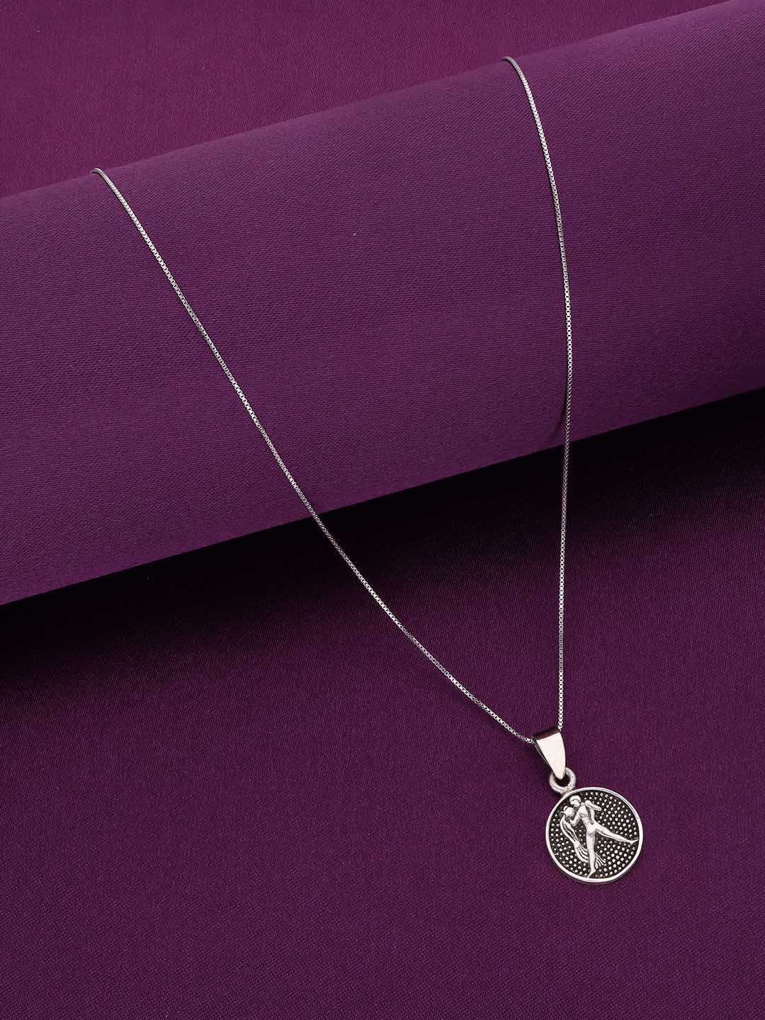 KAI JEWEL 92.5 Sterling Silver Rhodium-Plated Cubic Zirconia Aquarius Pendant with Chain