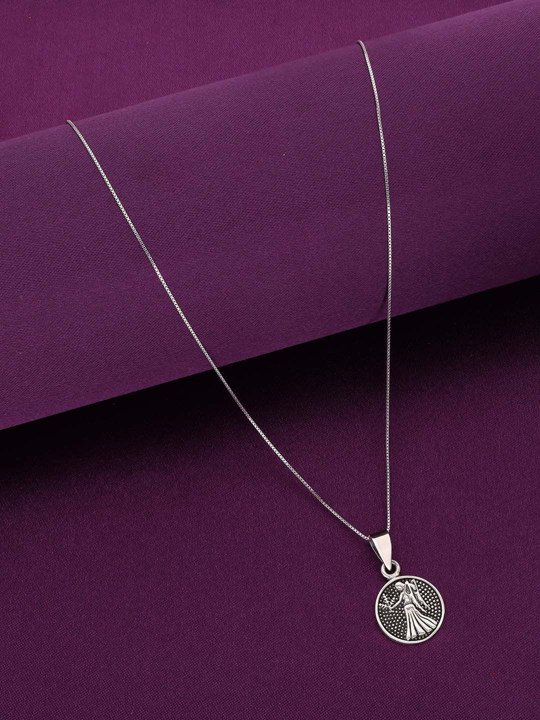 KAI JEWEL 92.5 Sterling Silver Rhodium-Plated CZ Zodiac Sign Virgo Pendant with Chain