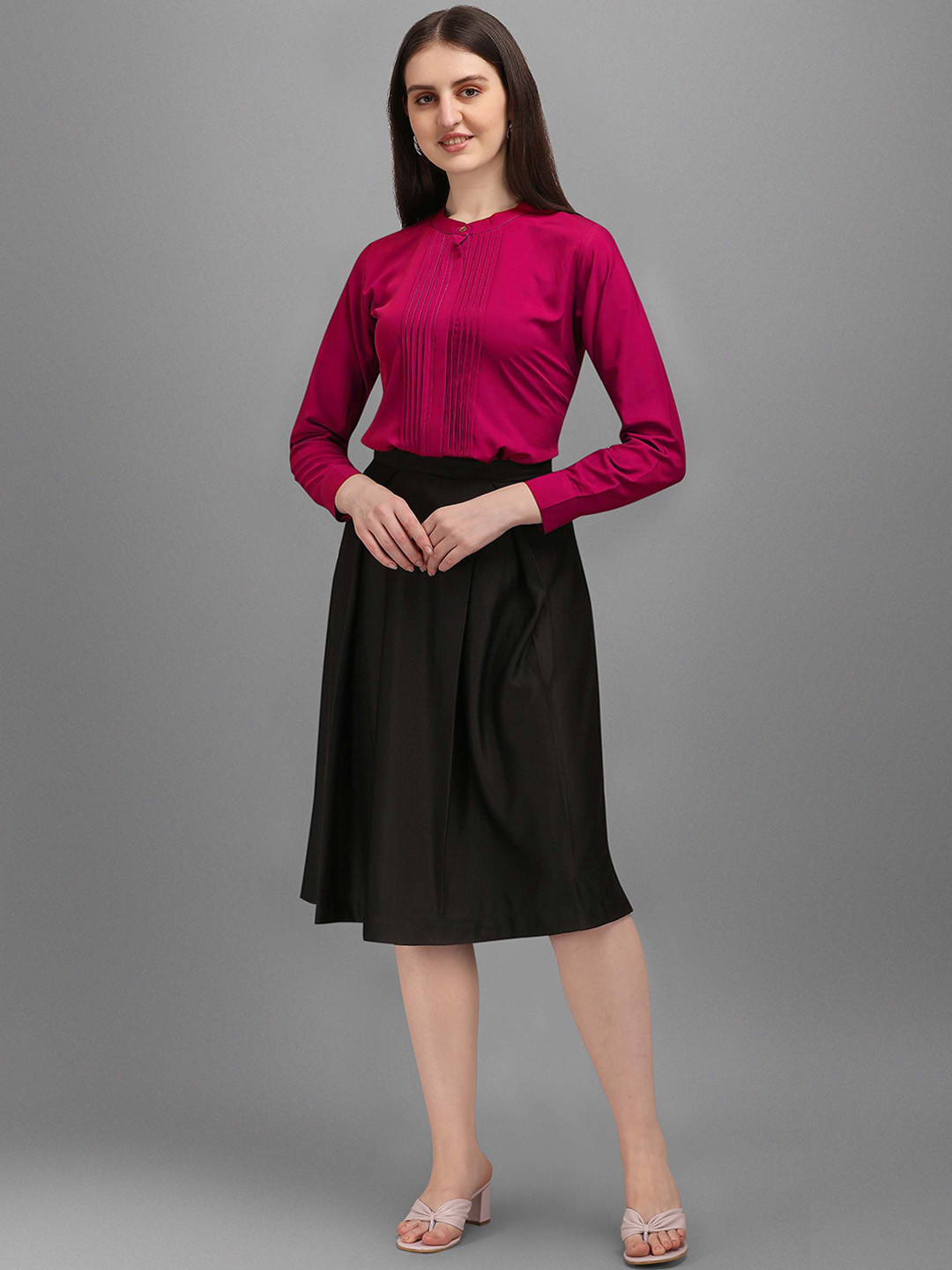 Kinjo Band Collar Top With Skirt