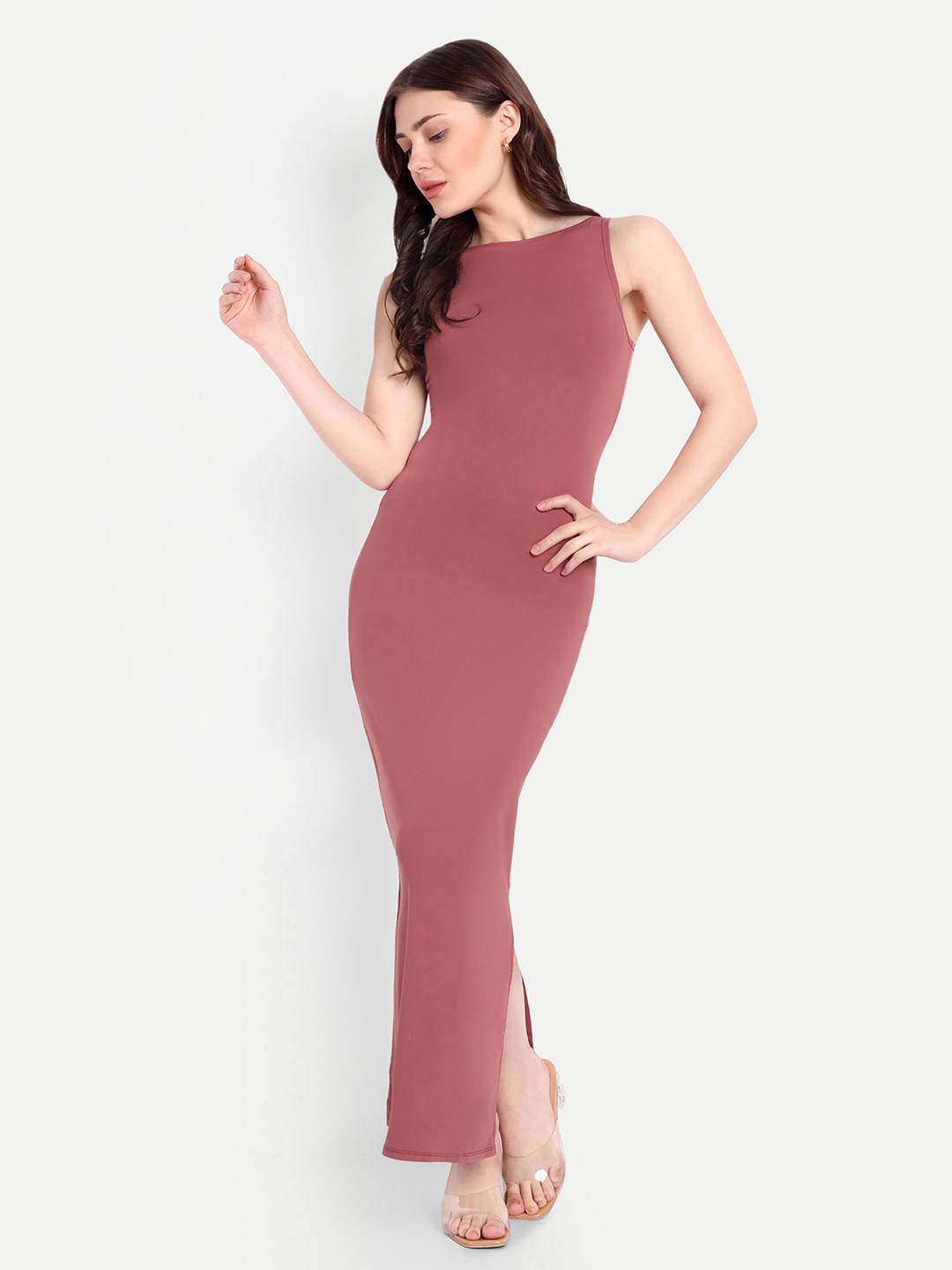 So What Boat Neck Sleeveless Bodycon Maxi Dress