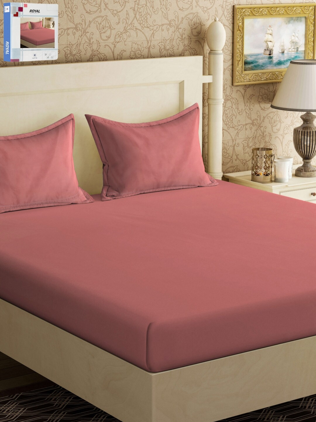 KLOTTHE Rust 300TC Double King Bedsheet With 2 Pillow Covers