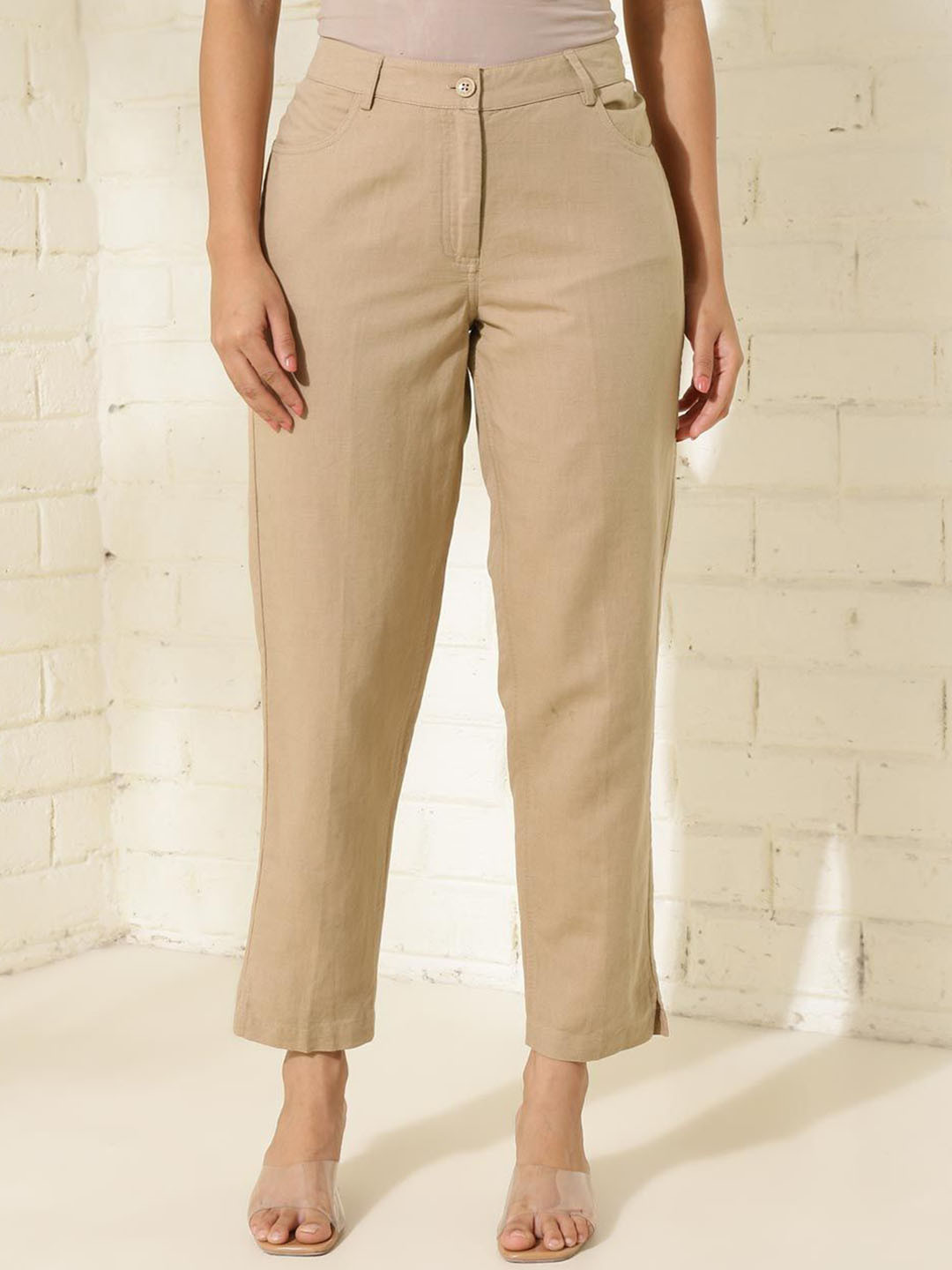 Fabindia Women High-Rise Chinos Trousers