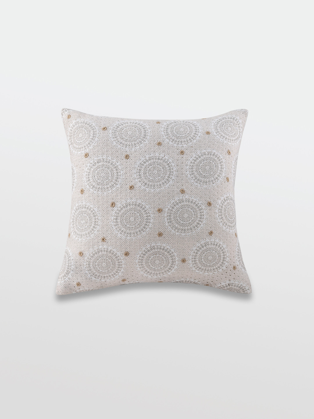 Mirooh Beige Printed Cotton Reversible Filled Cushion