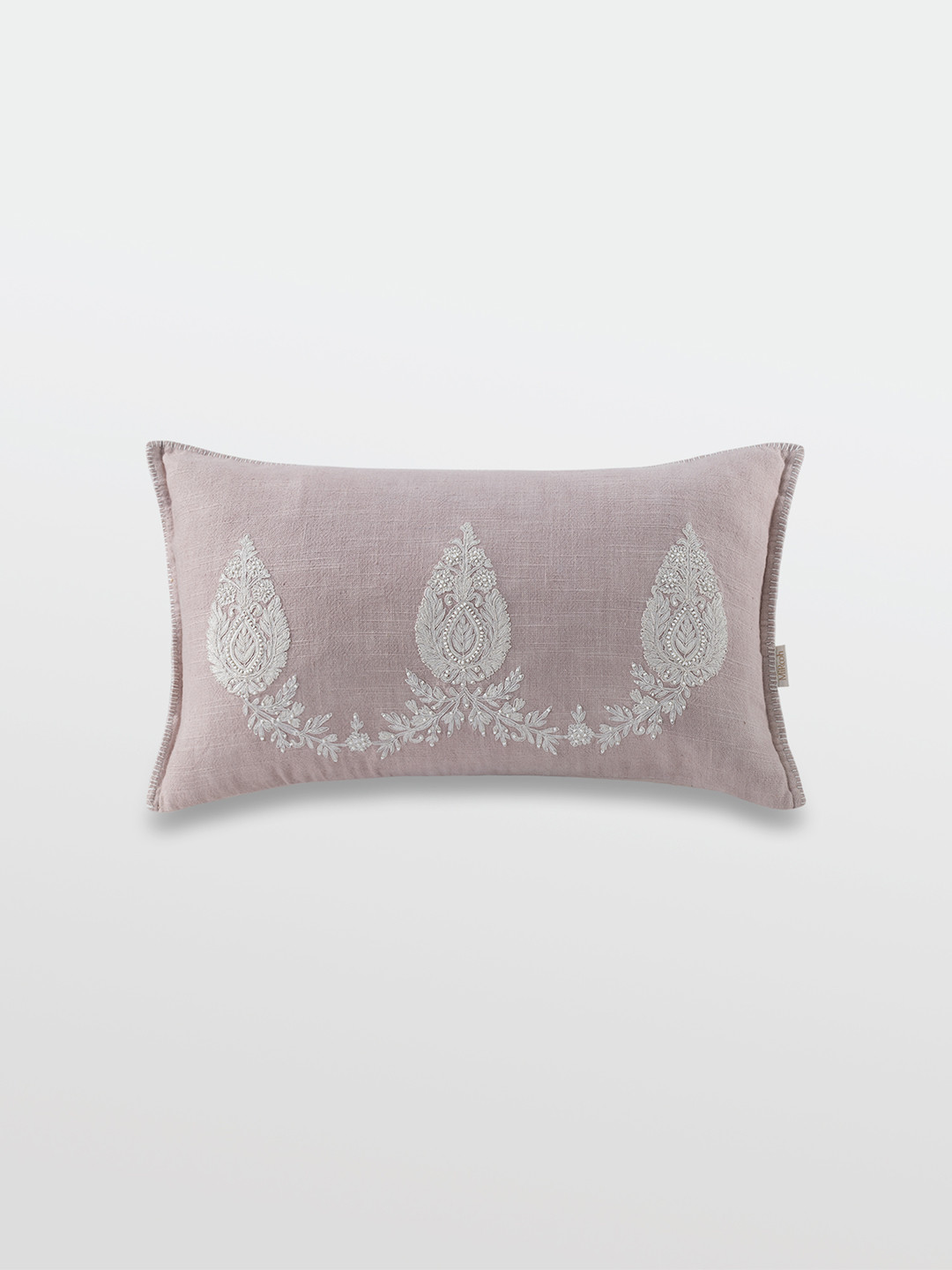 Mirooh Pink Embroidered Cotton Pre-Filled Rectangle Cushions