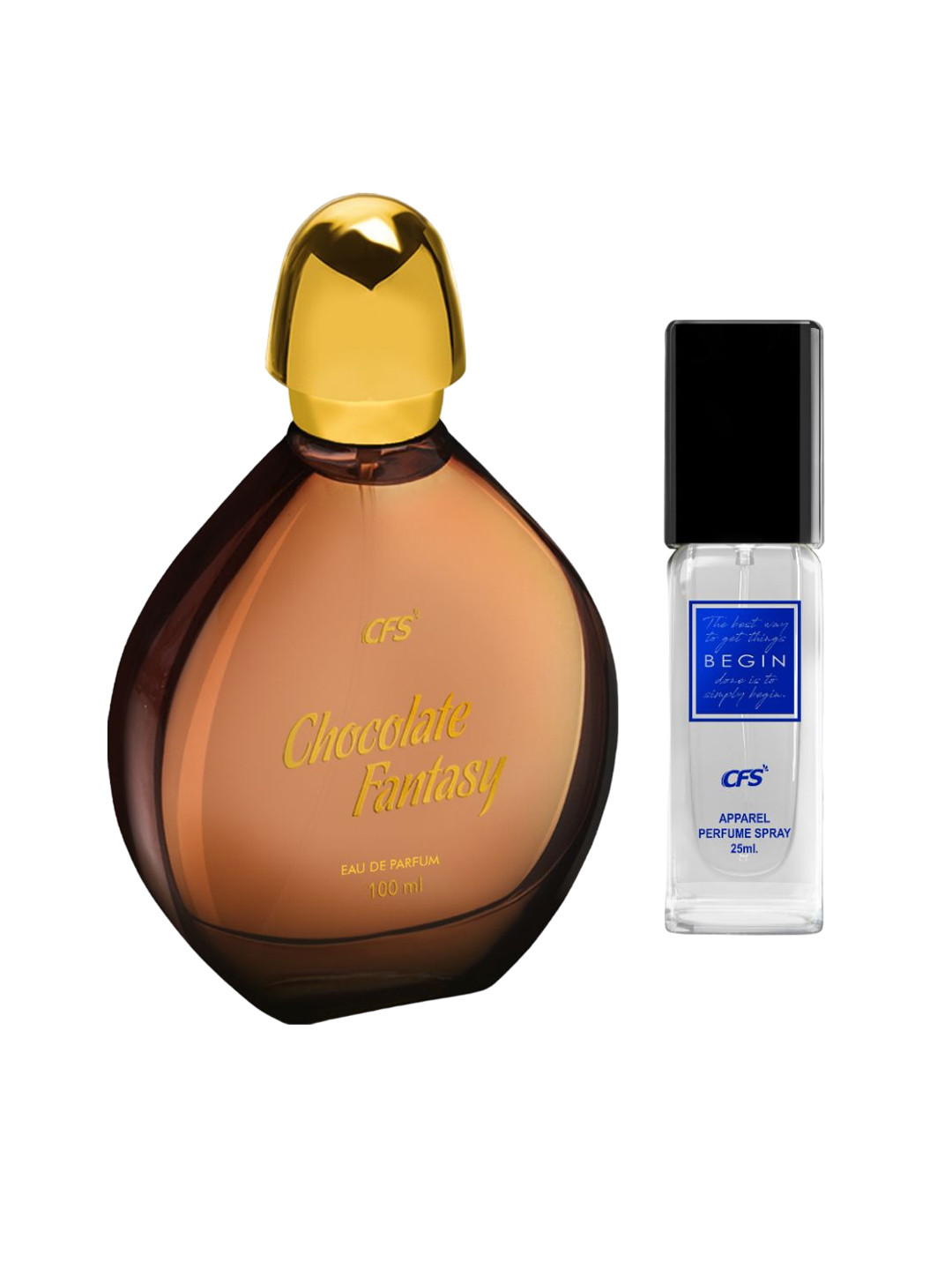 CFS Chocolate Fantasy Long Lasting Eau De Parfum 100ml & Begin Blue Apparel Perfume 25ml