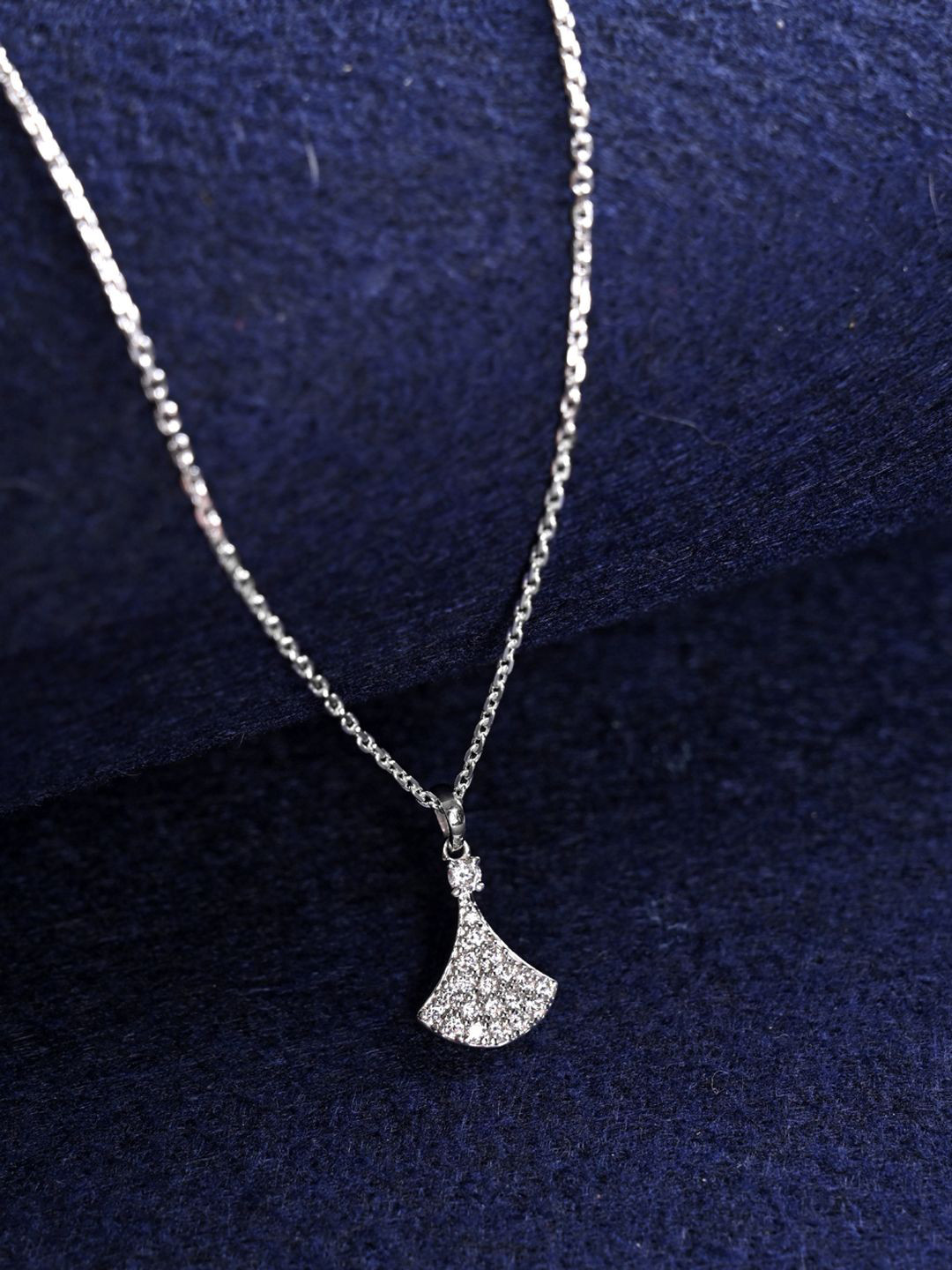 Clara Rhodium-Plated 925 Sterling Silver Ginkgo Leaf Pendant With Chain