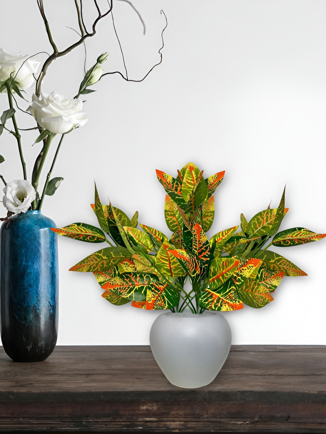 ARTSY Green & Orange Maple Artificial Plant With Pot