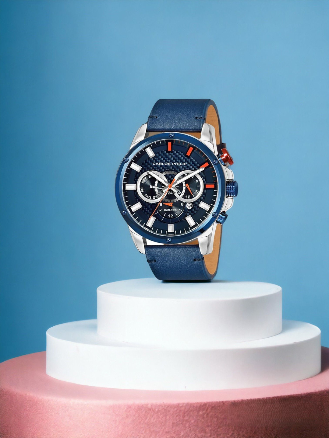 CARLOS PHILIP Men Brass Dial & Leather Analogue Watch Prominent Series 2277