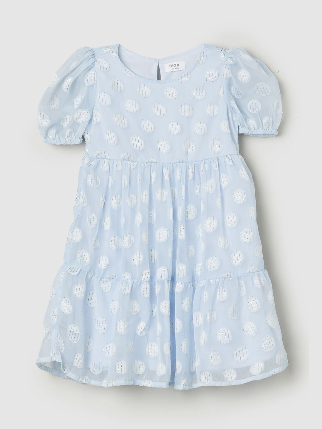 max Print Puff Sleeve Tiered A-Line Dress