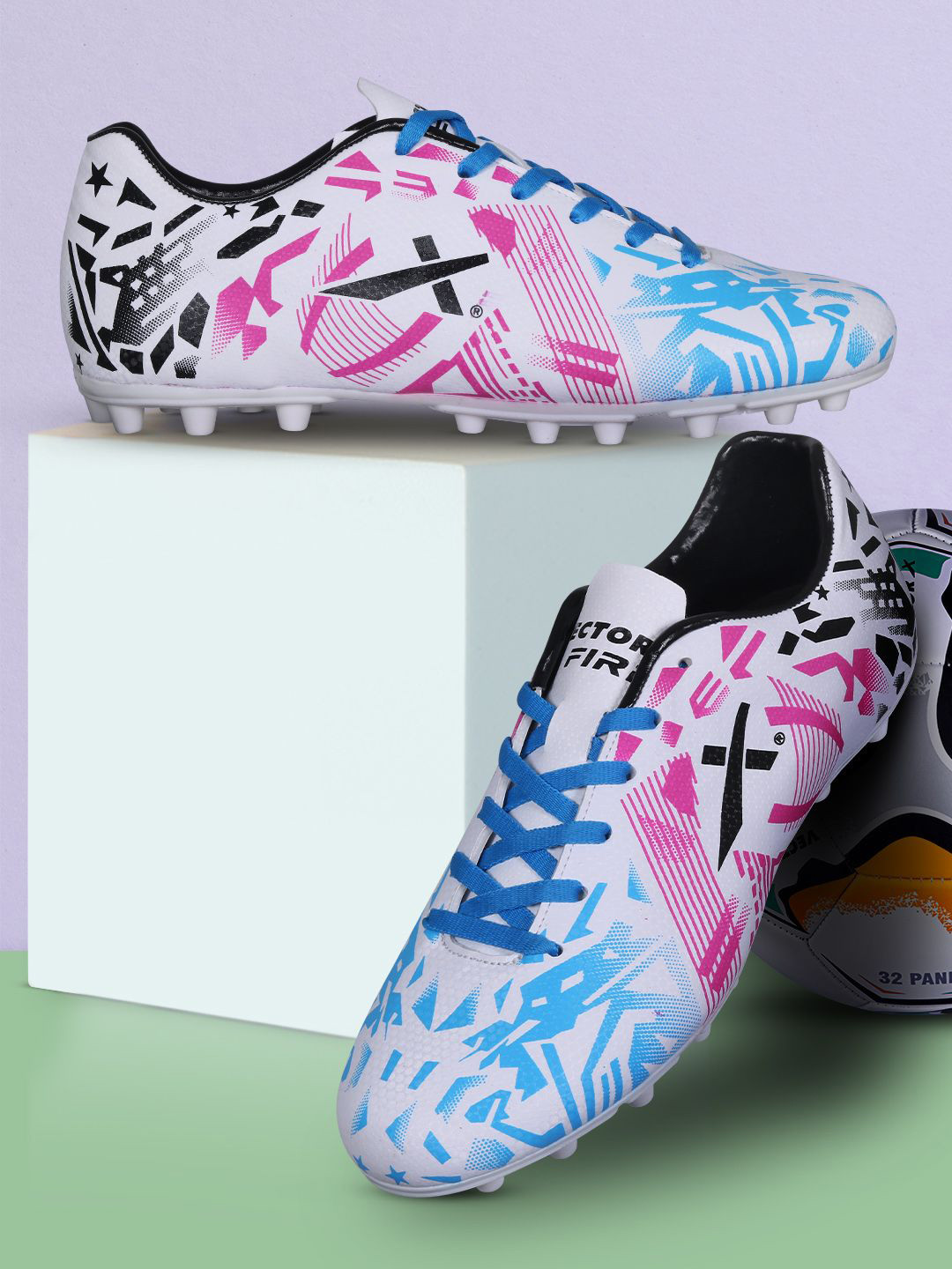 VECTOR X Fire Synthetic Leather Upper & TPU Sole Football Shoes