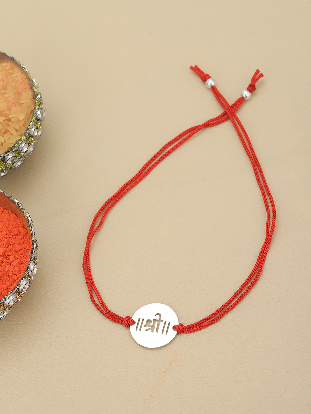 Carlton London 925 Sterling Silver Rhodium Plated Shree Rakhi