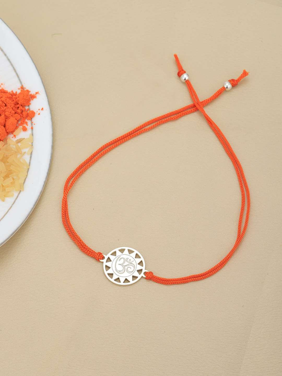 Carlton London 925 Sterling Silver Rhodium Plated Om Rakhi