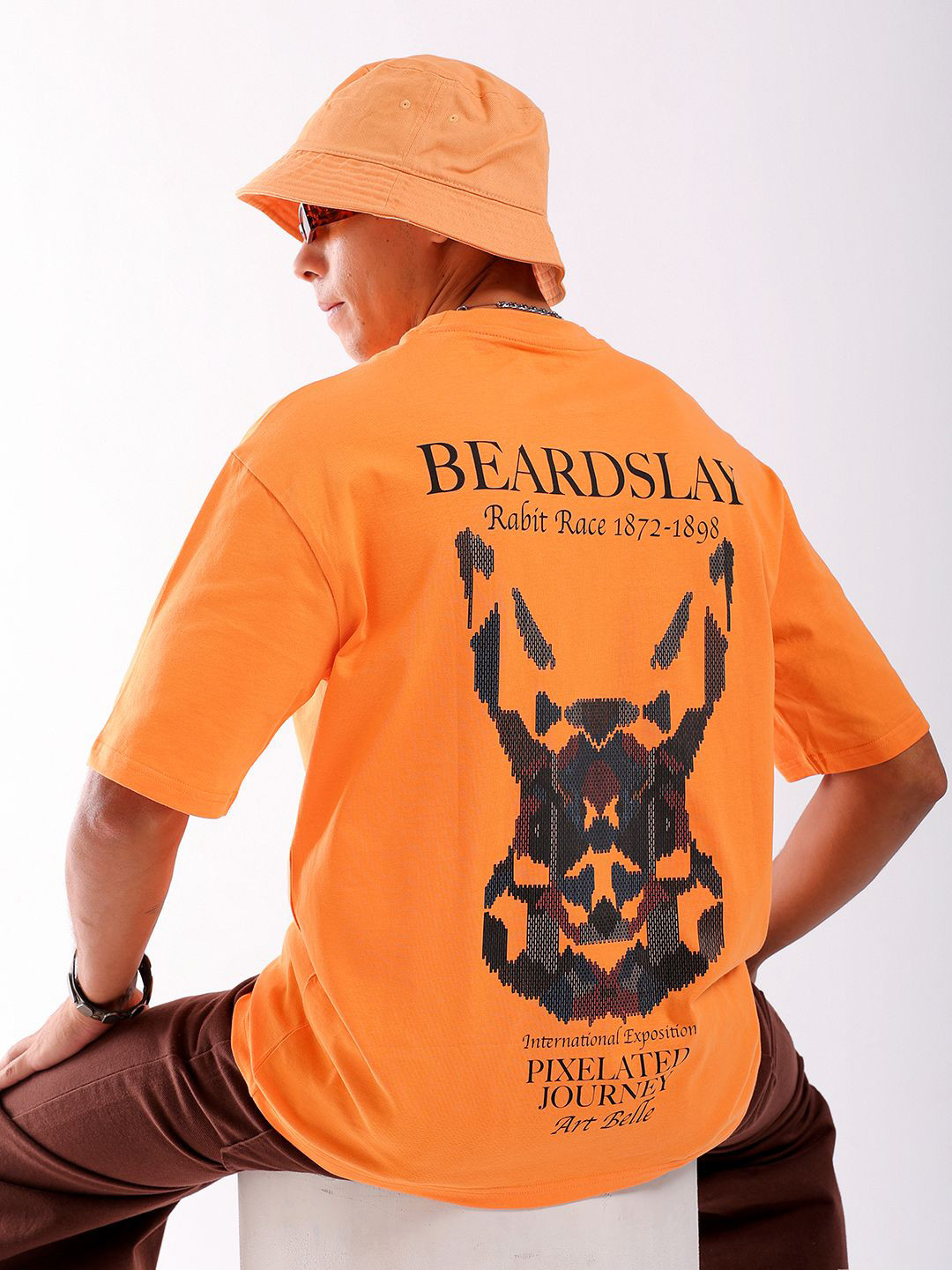 The Indian Garage Co Men Typography Printed Boxy Oversized T-shirt