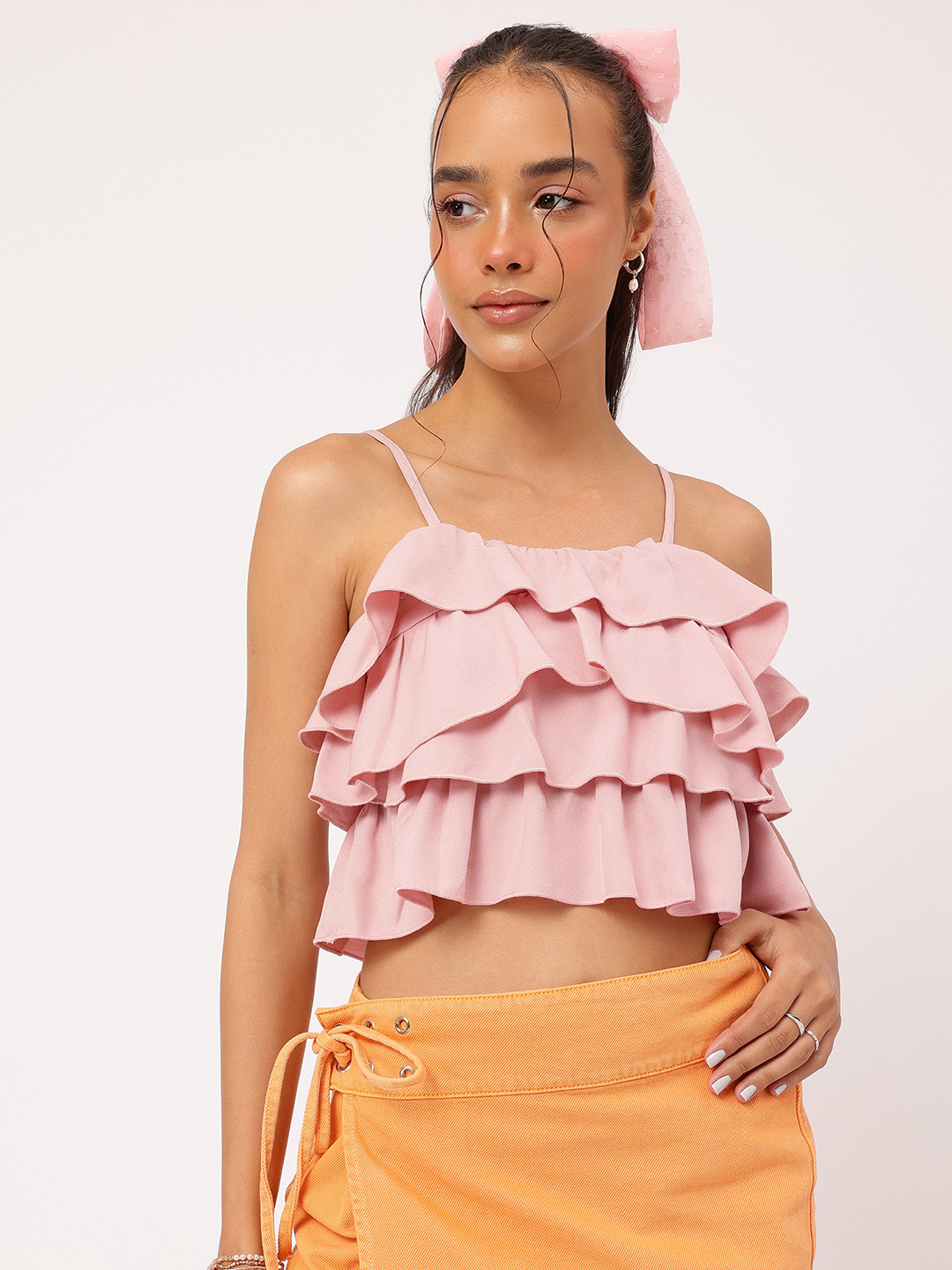 DressBerry Ruffle Tiered Smocked Crop Top