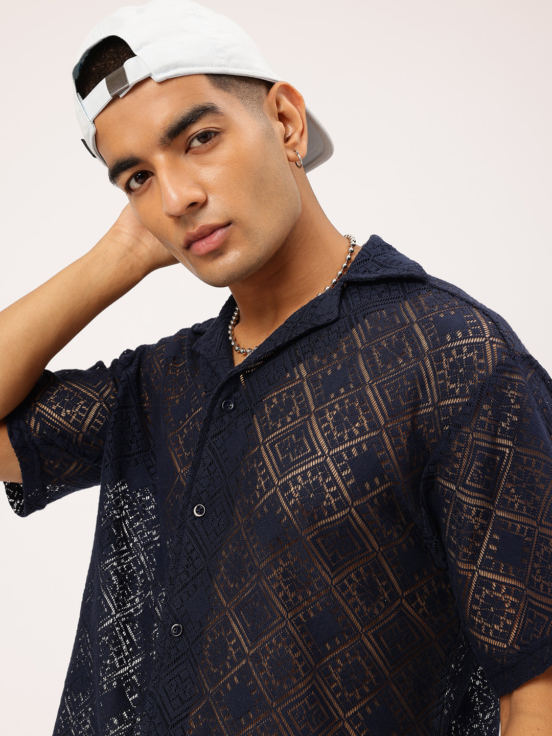 Kook N Keech Open-Knit Geometric Shirt