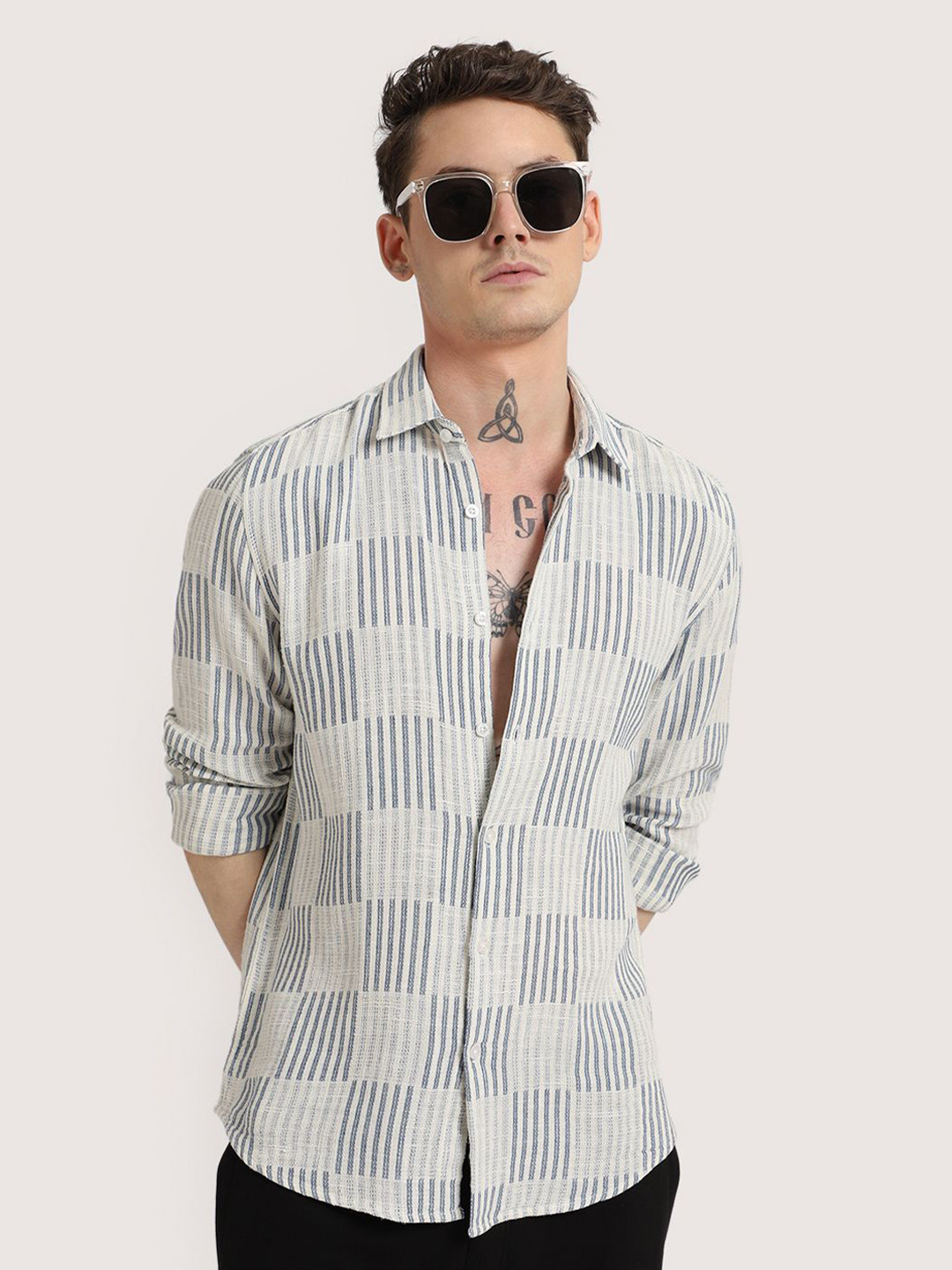 Banana Club Men Classic Pin Check Textured Casual Shirt
