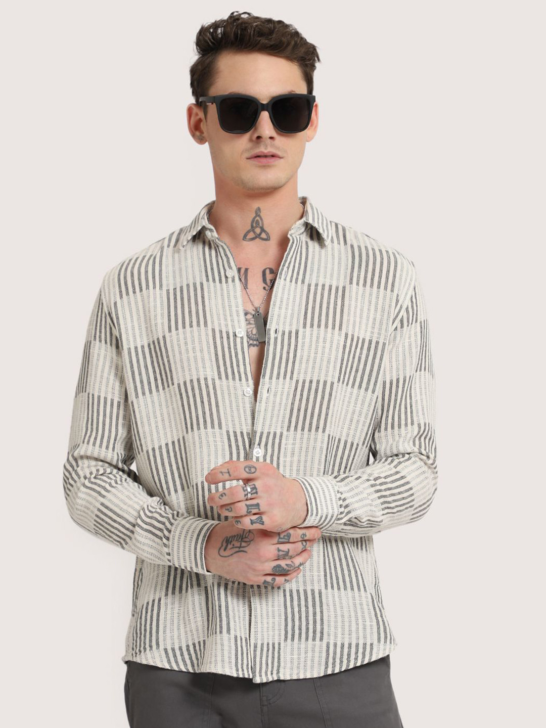 Banana Club Men Classic Checked Textured Casual Shirt
