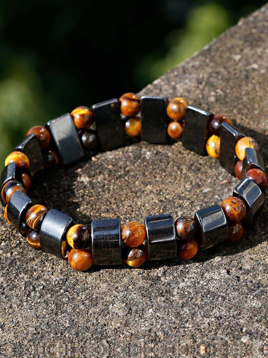 Young & Forever Unisex Tigers Eye-Beaded Bracelet