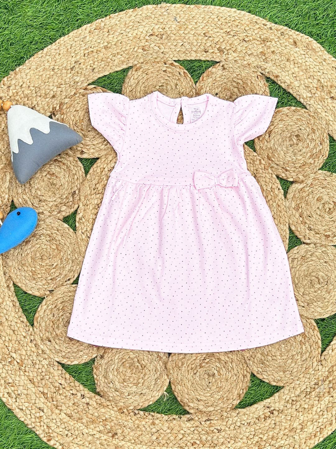 The Mom Store Girls Polka Dots Print Cotton Fit & Flare Dress