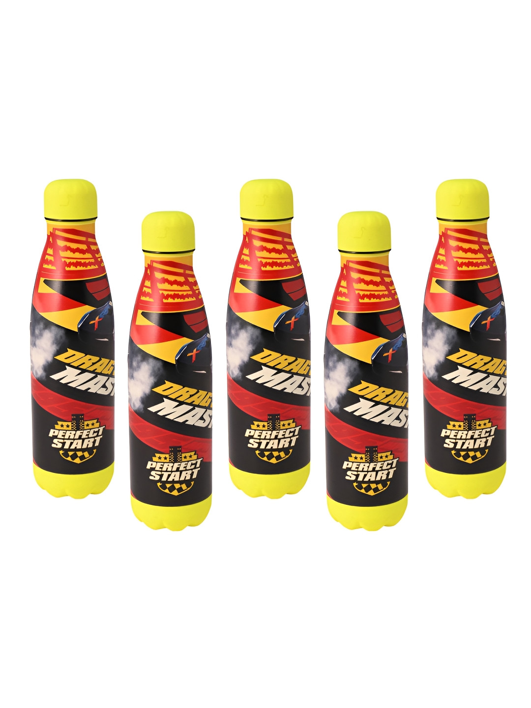 Kuber Industries Red Typography Stainless Steel Spill Proof 5 Piece Water Bottle - 500ml