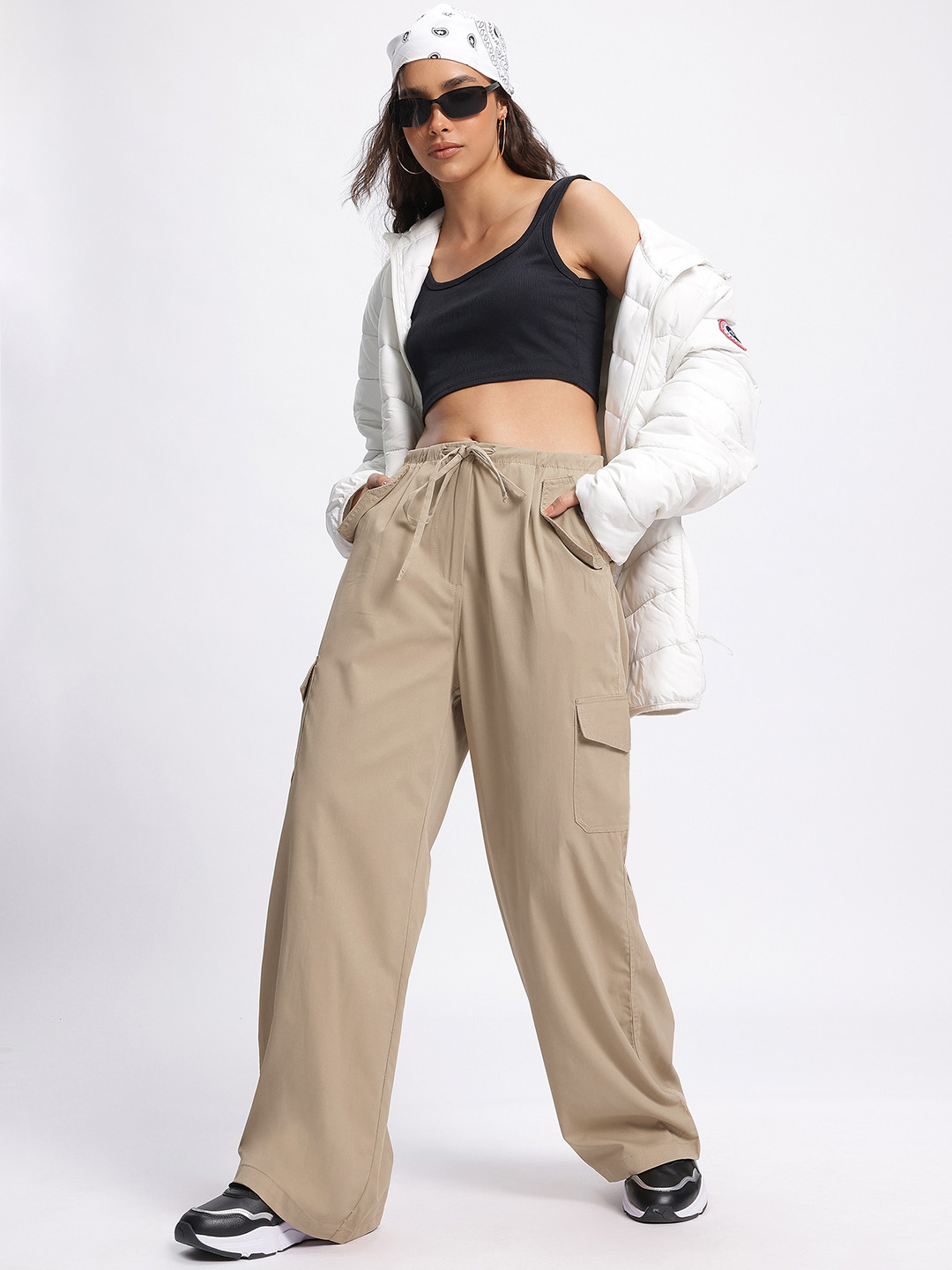 The Roadster Lifestyle Co. Women Casual Finesse Cargo Baggy Trousers