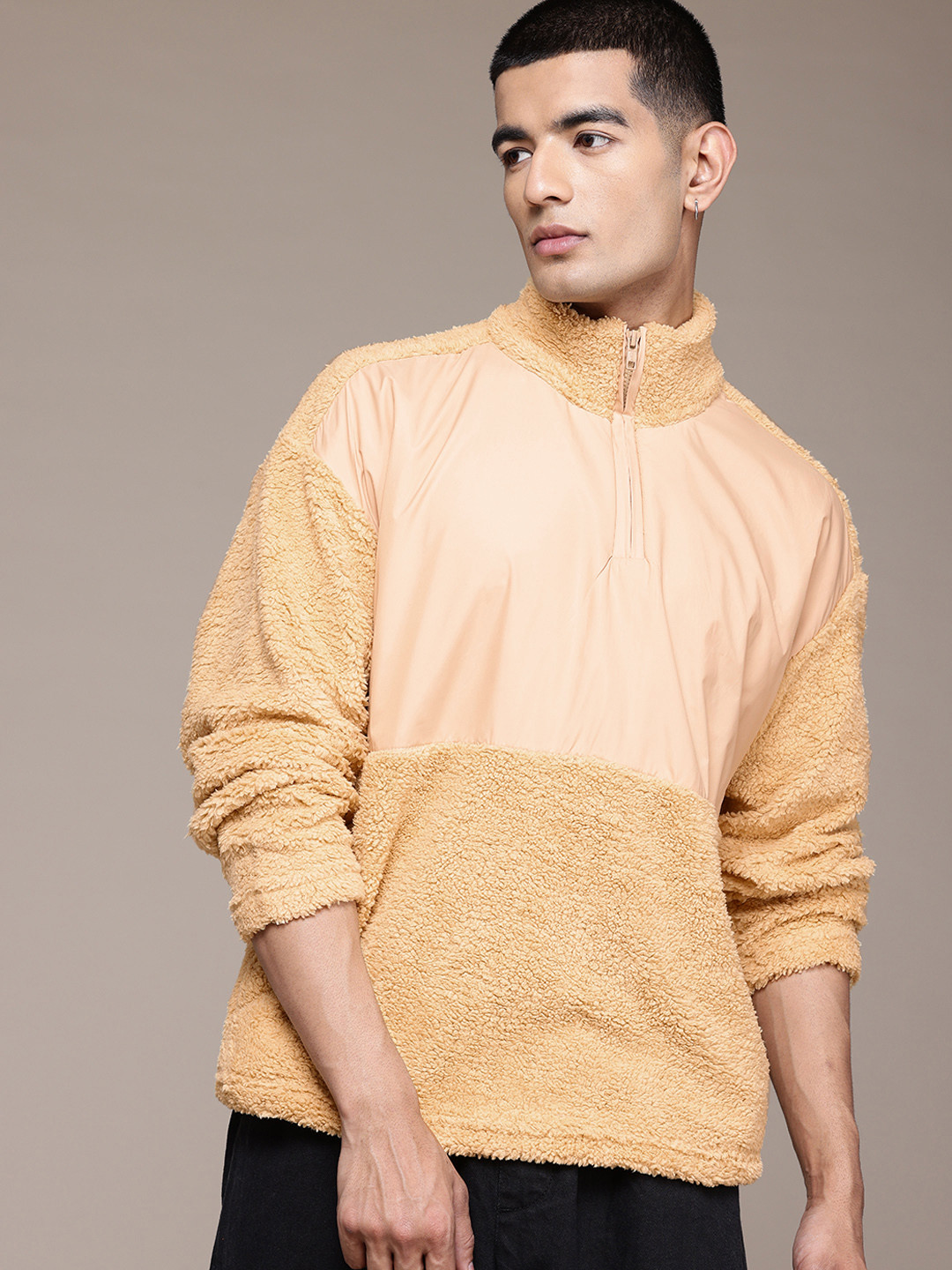 The Roadster Lifestyle Co. Mock Collar Sherpa Sweatshirt