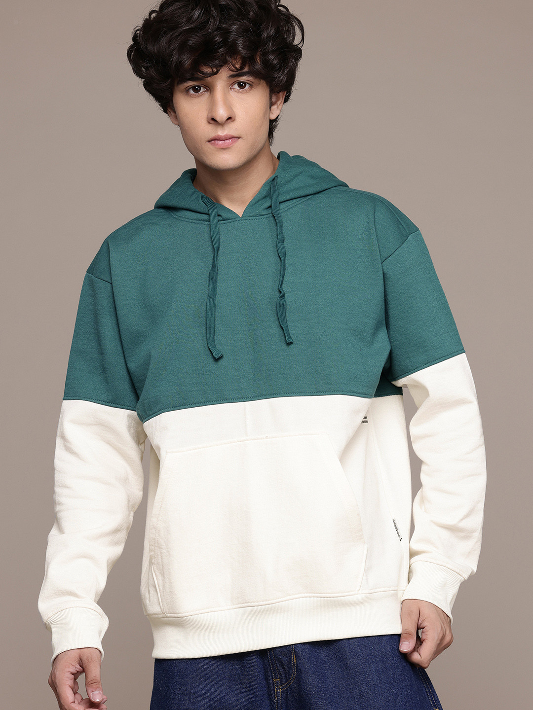 Roadster The Lifestyle Co. Colourblocked Hooded Sweatshirt