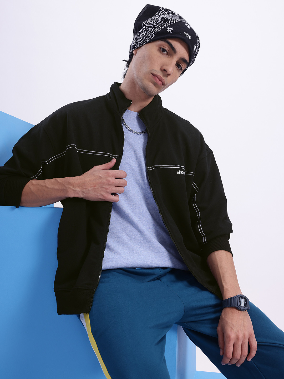 Aeropostale Striped Front-Open Sweatshirt