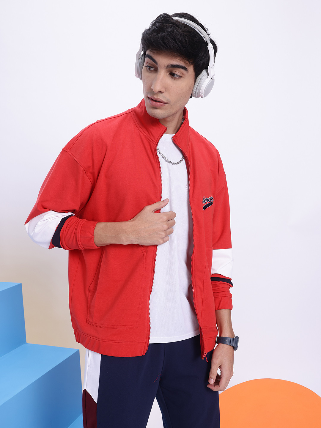 Aeropostale Embroidered Front-Open Relaxed Sweatshirt