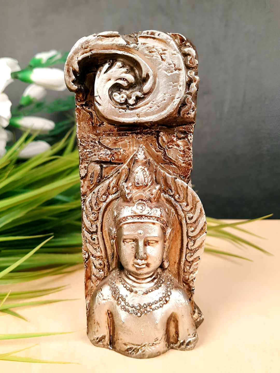 apka mart Copper-Toned Melamine Buddha Candle Holder