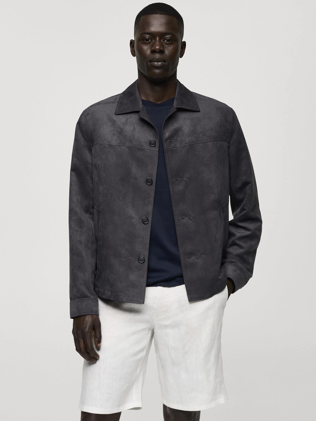 MANGO MAN Suede Leather-Effect Jacket