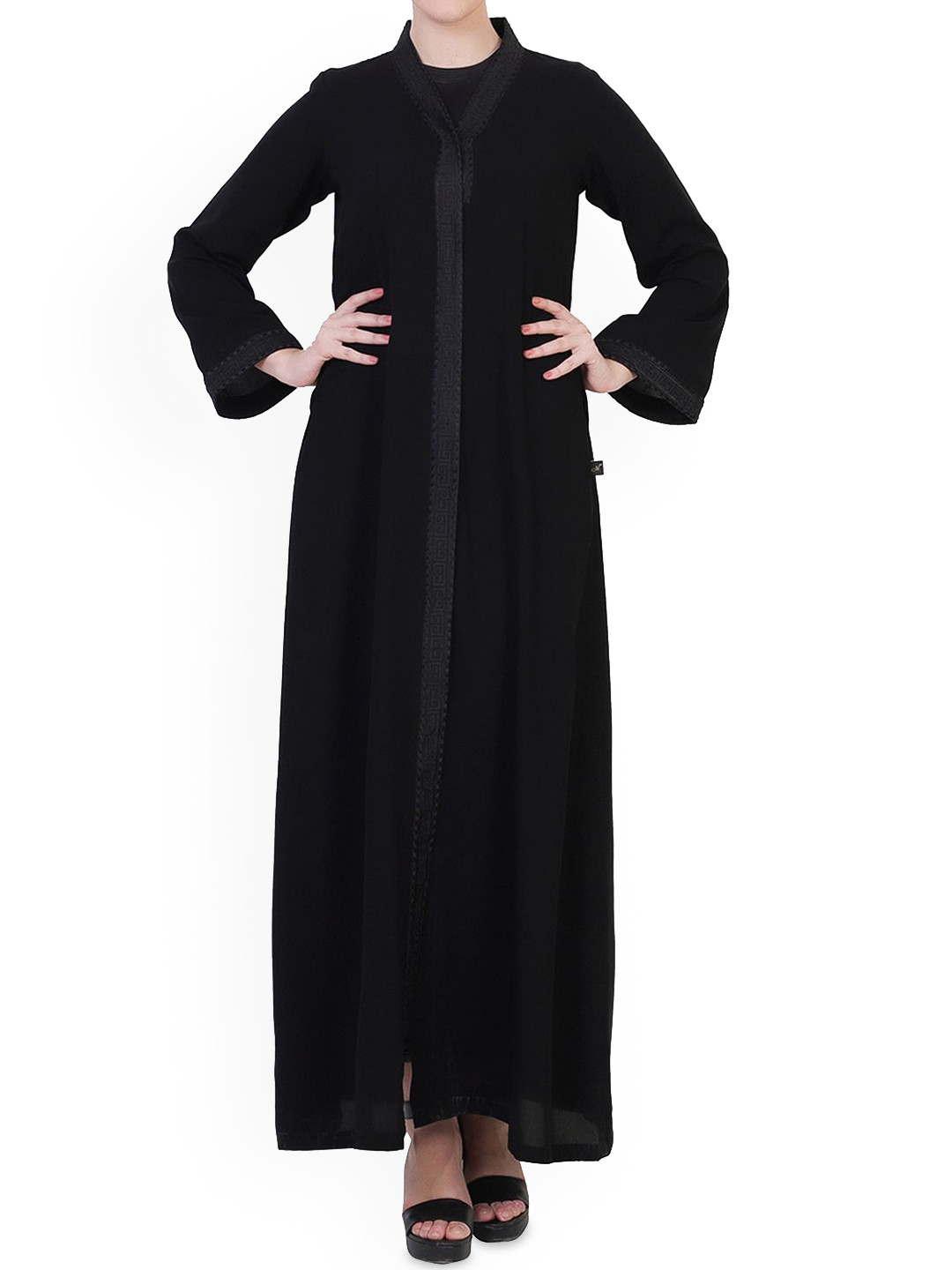 MUSHKIYA Front Open Abaya Burqa With Lacework