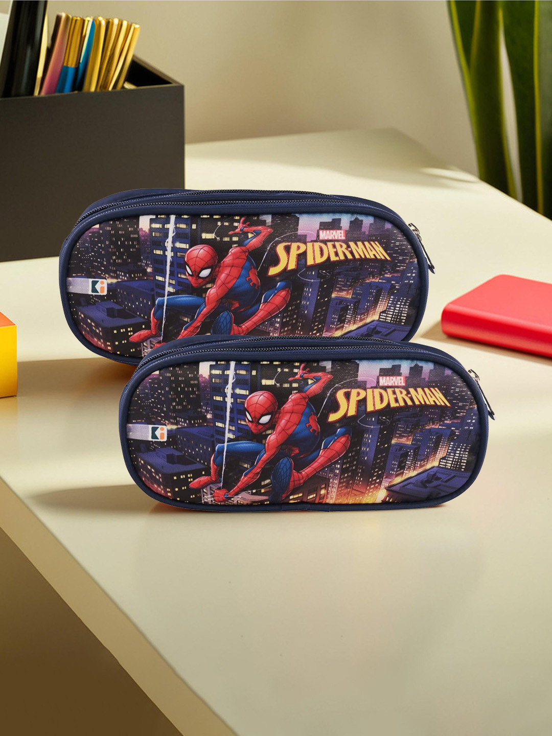 Kuber Industries Unisex Set of 2 Marvel Spider-Man City of Heros Printed Pencil Pouch