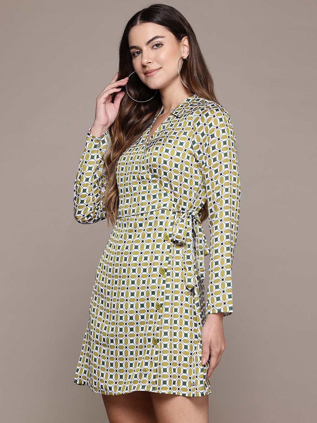 Nautica Geometric Print Wrap Dress