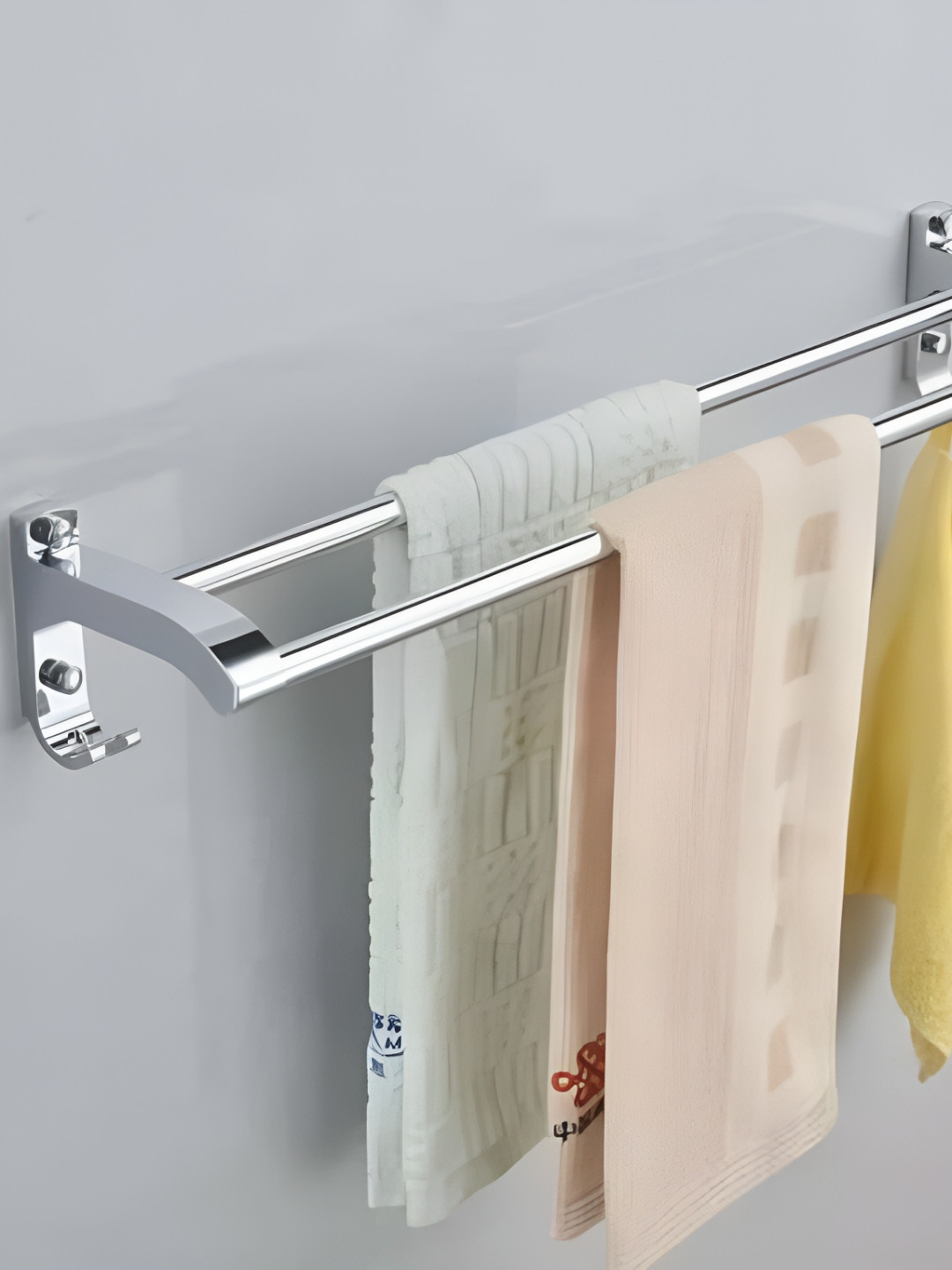 Filox Silver-Toned Wall-Mounted Bathroom Towel Holder