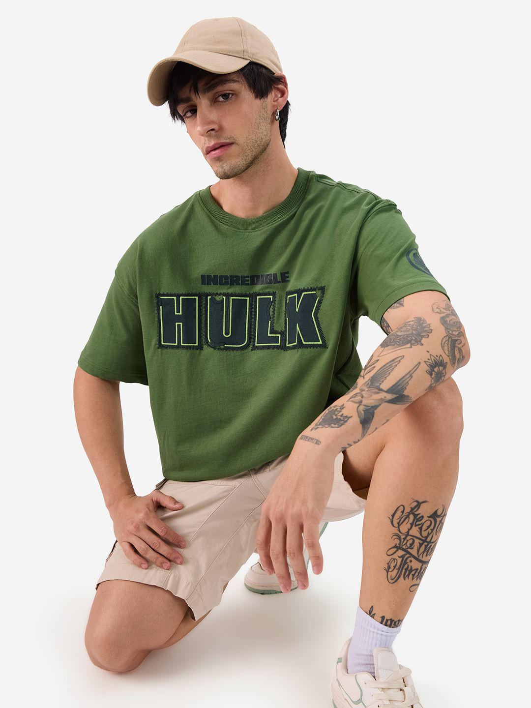 The Souled Store Official Men Hulk: Gamma Fury Green Oversized Fit T-Shirt